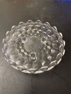 Pressed Glass Decorative Round Serving Dish - Clear